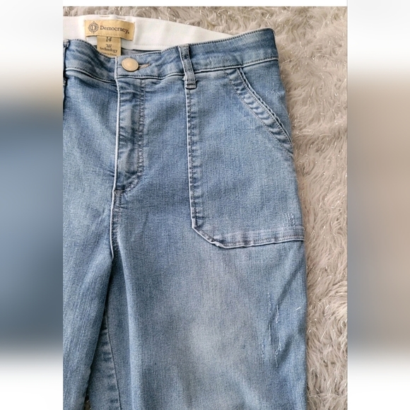 NEW Y2k Democracy Ab Solution Wide Leg Jeans Patch Pocket Stretch Medium Wash 14 - Picture 6 of 10